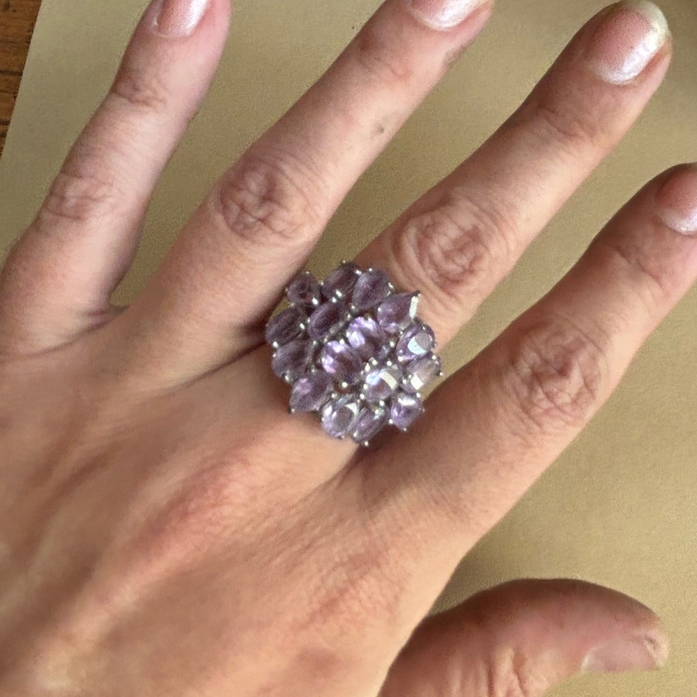 Large Silver & Amethyst Ring - image 2